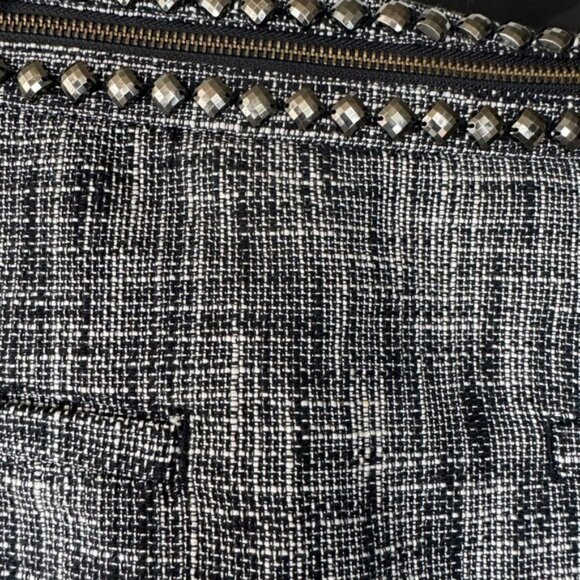 H&M Navy Tweed Mini Skirt with Embellished Waist  – Size 6 - Picture 11 of 15